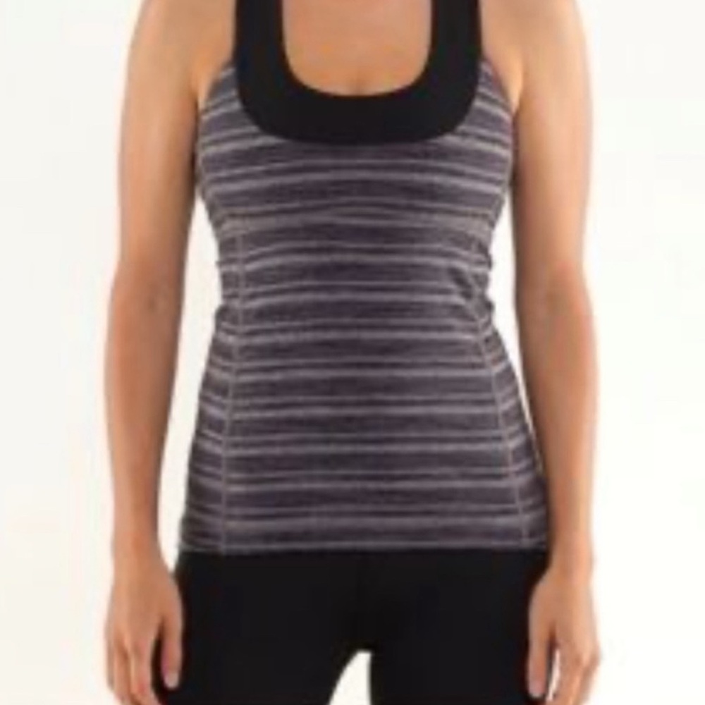 Lululemon Black and Gray Striped Tank Top size 6